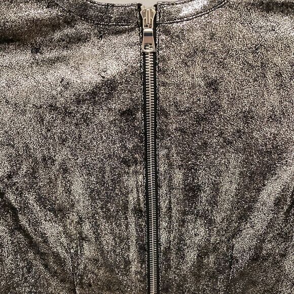 RTA Calfskin Silver Metallic Leather Mini Dress with Exposed Zippers. Size 0. - Picture 6 of 11